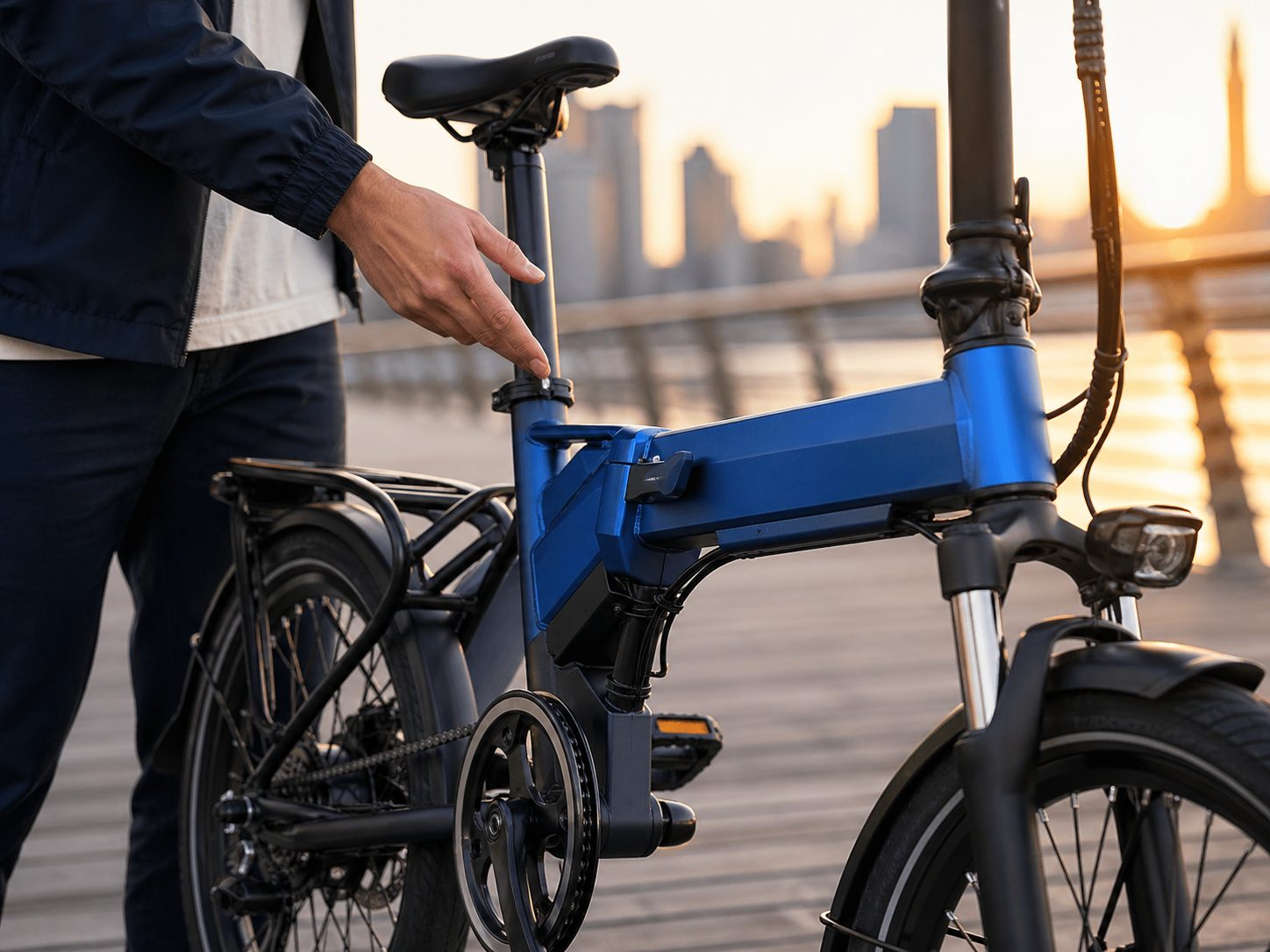 Electric Folding Cruiser in urban mobility or outdoor trail context, VoltTrek